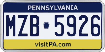 PA license plate MZB5926