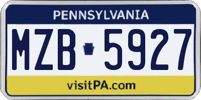 PA license plate MZB5927