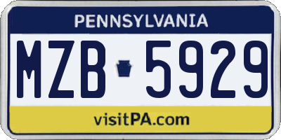PA license plate MZB5929