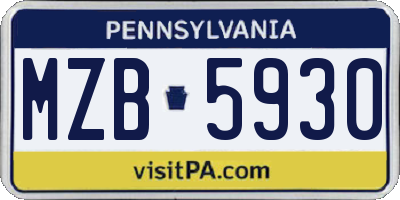 PA license plate MZB5930