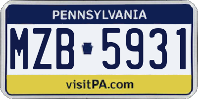 PA license plate MZB5931