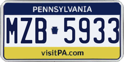 PA license plate MZB5933