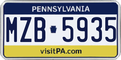 PA license plate MZB5935