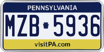 PA license plate MZB5936