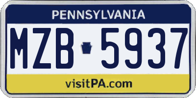 PA license plate MZB5937