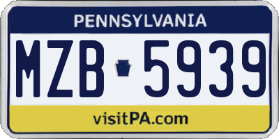 PA license plate MZB5939