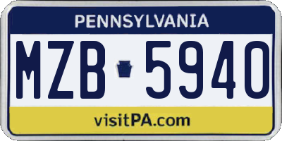 PA license plate MZB5940
