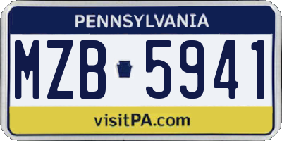 PA license plate MZB5941