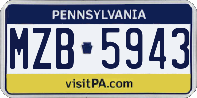 PA license plate MZB5943