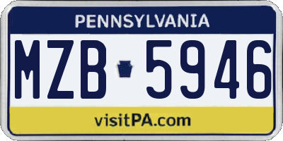 PA license plate MZB5946