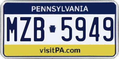 PA license plate MZB5949