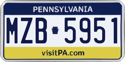 PA license plate MZB5951