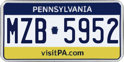 PA license plate MZB5952