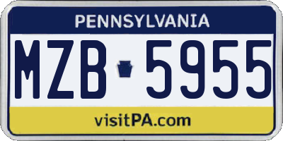 PA license plate MZB5955