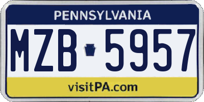 PA license plate MZB5957