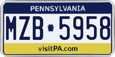 PA license plate MZB5958