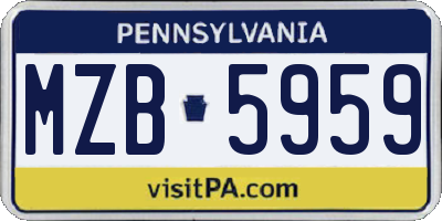 PA license plate MZB5959