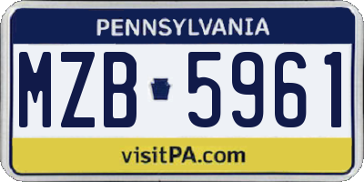 PA license plate MZB5961