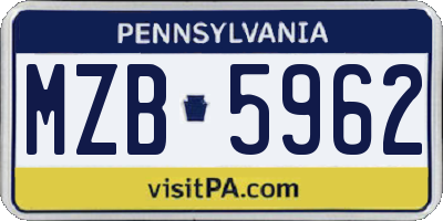 PA license plate MZB5962