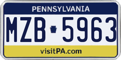 PA license plate MZB5963