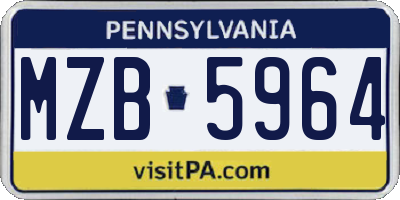 PA license plate MZB5964