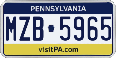 PA license plate MZB5965