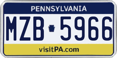 PA license plate MZB5966