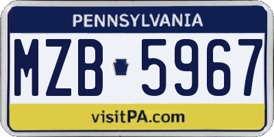 PA license plate MZB5967