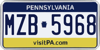 PA license plate MZB5968