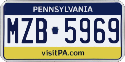 PA license plate MZB5969