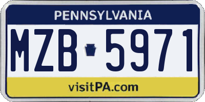 PA license plate MZB5971
