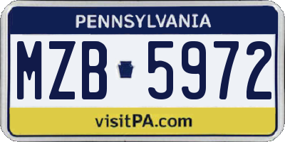 PA license plate MZB5972