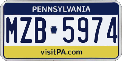 PA license plate MZB5974
