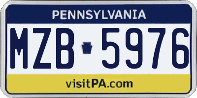 PA license plate MZB5976