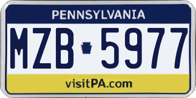 PA license plate MZB5977