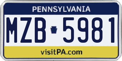 PA license plate MZB5981