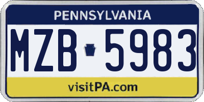 PA license plate MZB5983