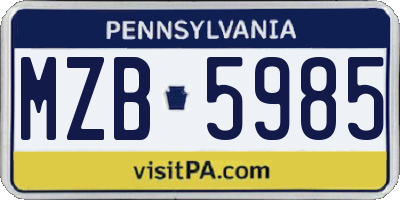 PA license plate MZB5985