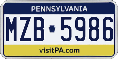 PA license plate MZB5986