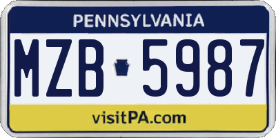 PA license plate MZB5987