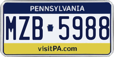 PA license plate MZB5988