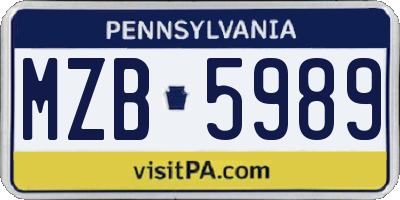 PA license plate MZB5989