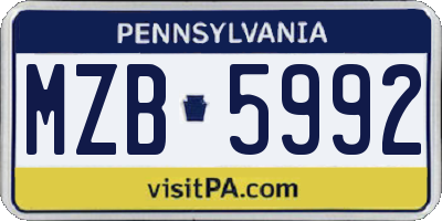 PA license plate MZB5992