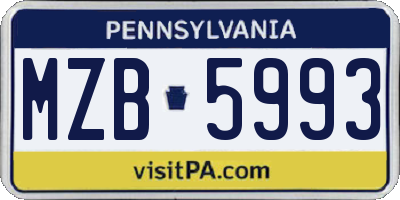 PA license plate MZB5993