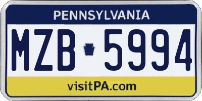 PA license plate MZB5994