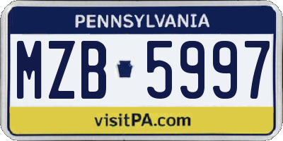PA license plate MZB5997