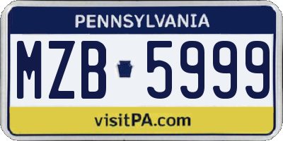 PA license plate MZB5999