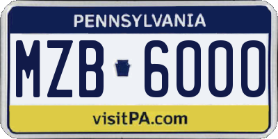PA license plate MZB6000