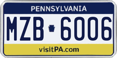 PA license plate MZB6006