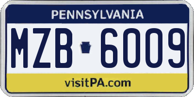 PA license plate MZB6009